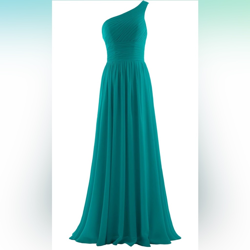ANTS Women's Pleat Chiffon One Shoulder Bridesmaid Dresses Formal Evening Dress